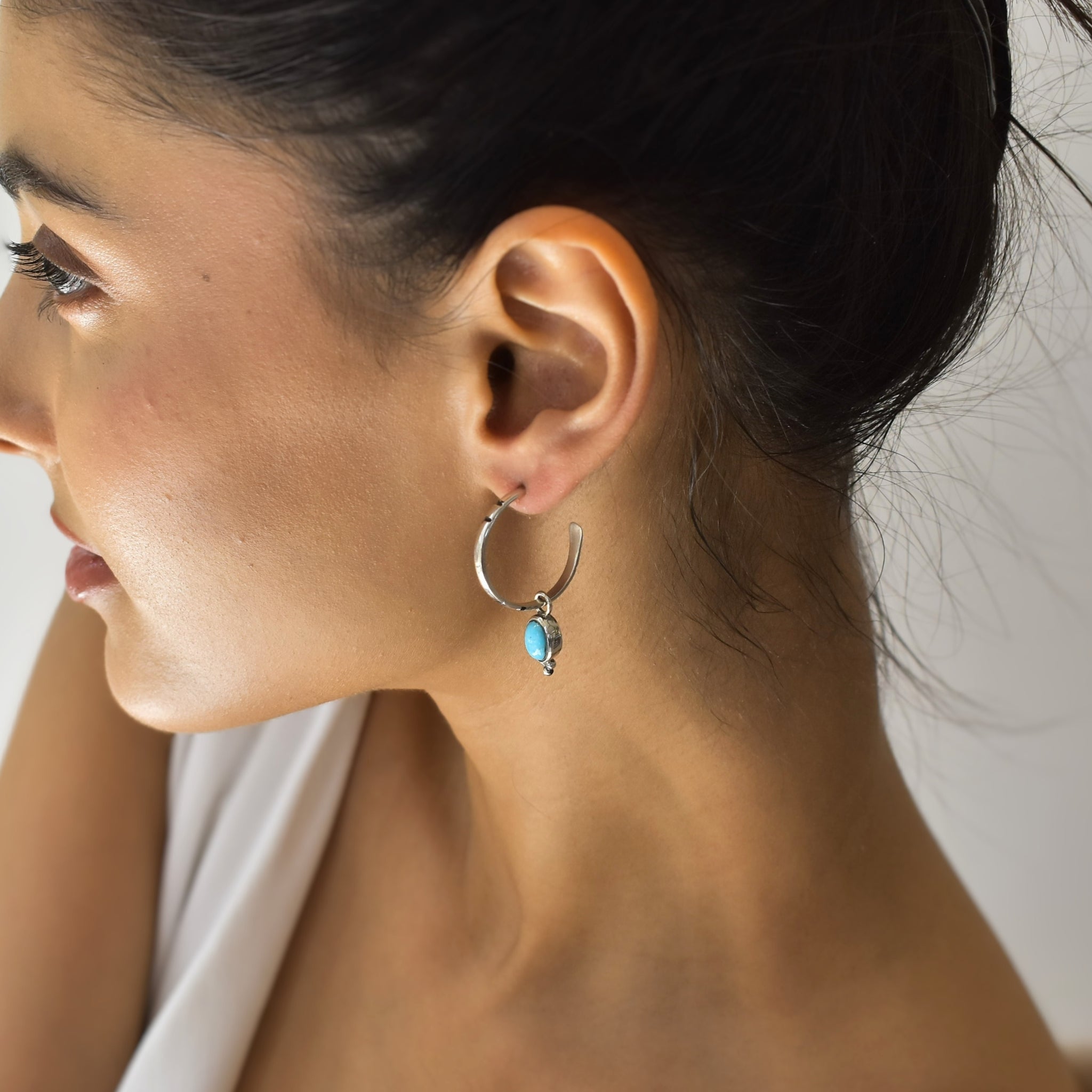 Boho Crescent - Turquoise Hoop Earrings