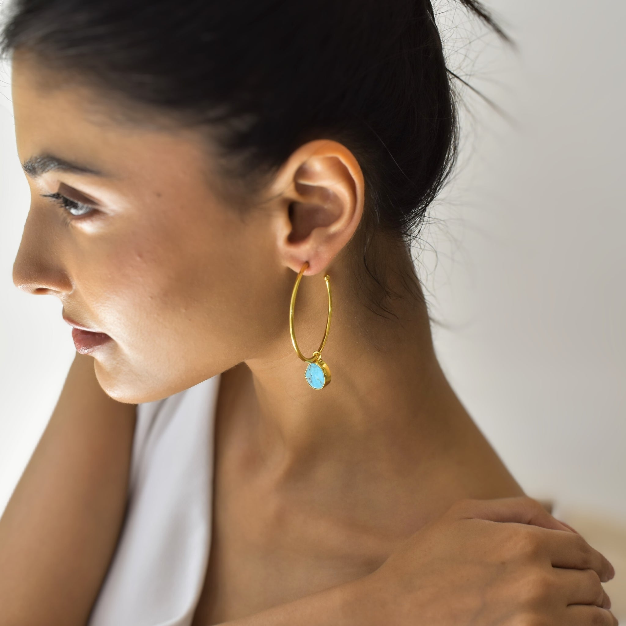 Gypsy Earth - Turquoise Hoop Earrings