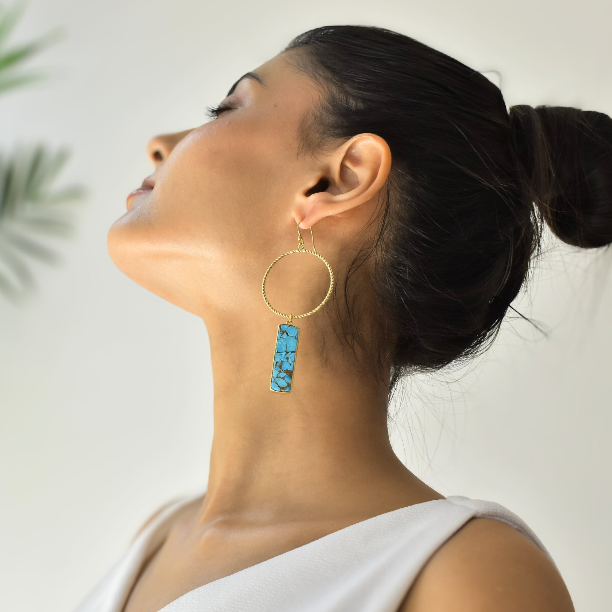 Artisan Bar - Copper Turquoise Earrings