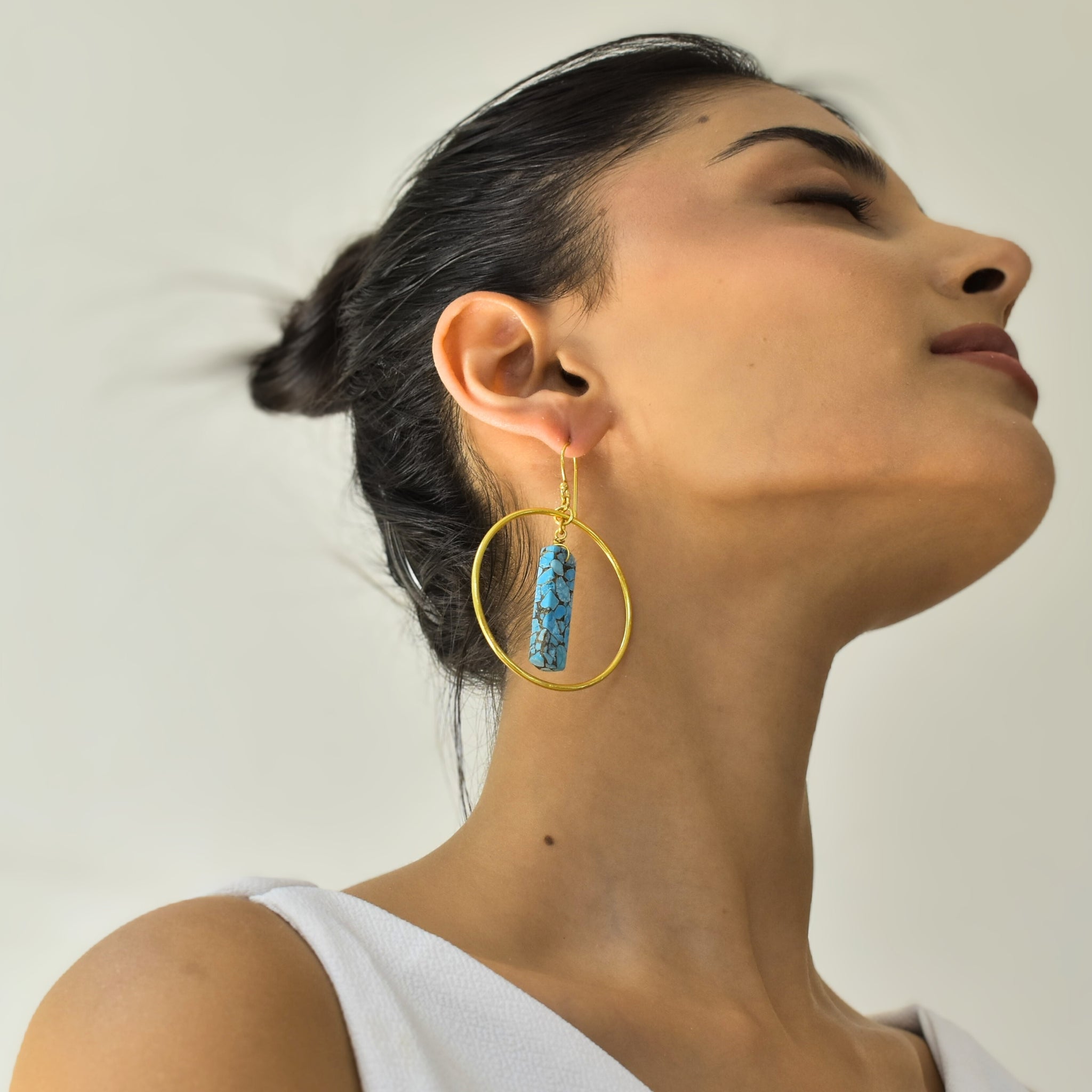 Artisan Bar - Copper Turquoise Earrings