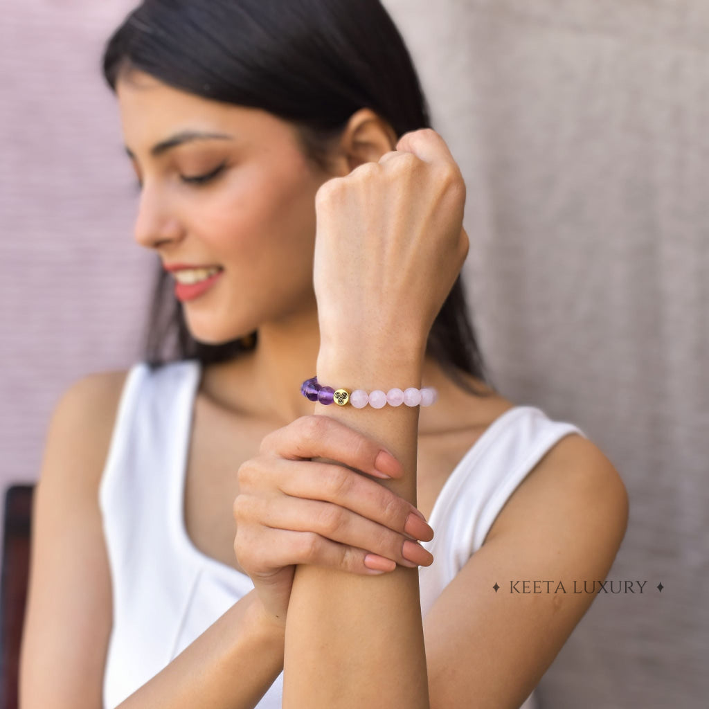 Aura Glow - Rose Quartz & Amethyst Bracelet Women Bracelets