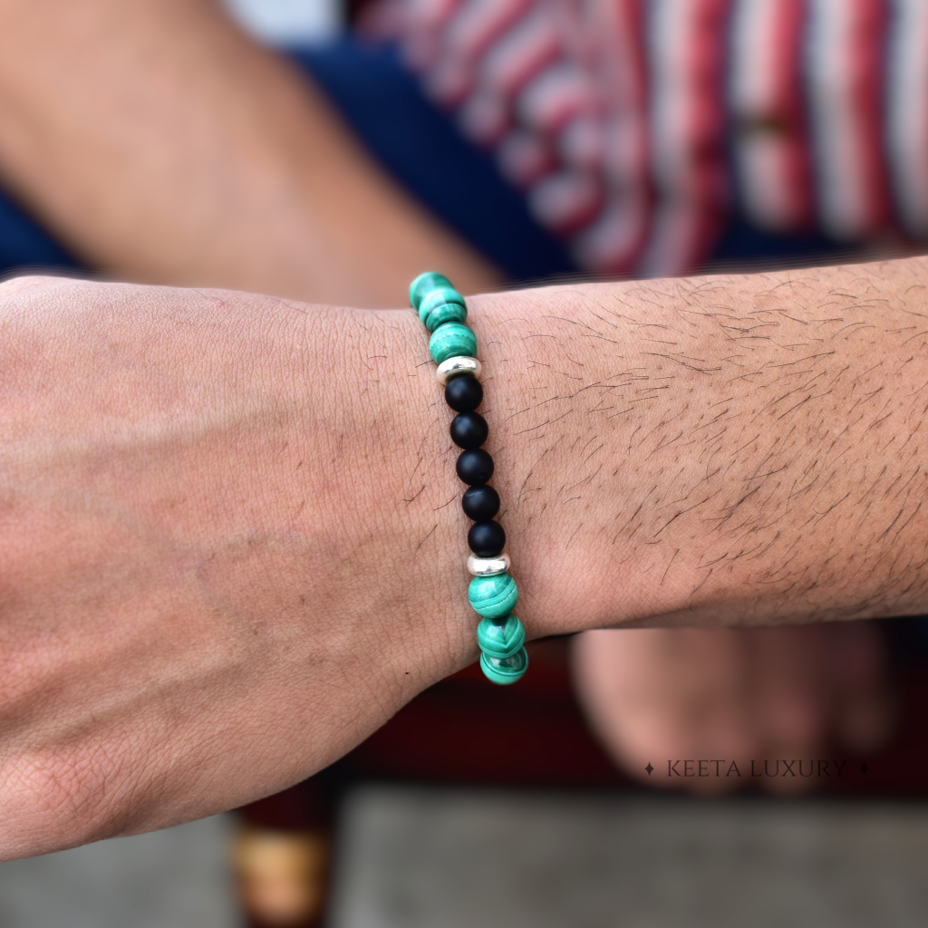 Being Natural - Malachite and Onyx Bead Bracelet -