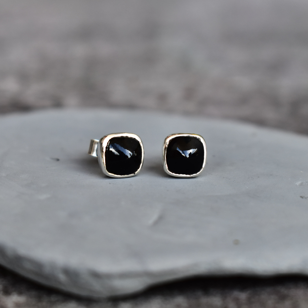 Black Cushion - Onyx Studs -