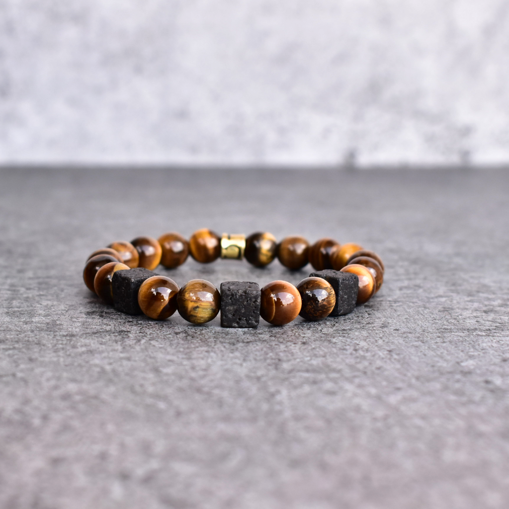 Black Icarus - Tiger Eye and Lava Bracelet -
