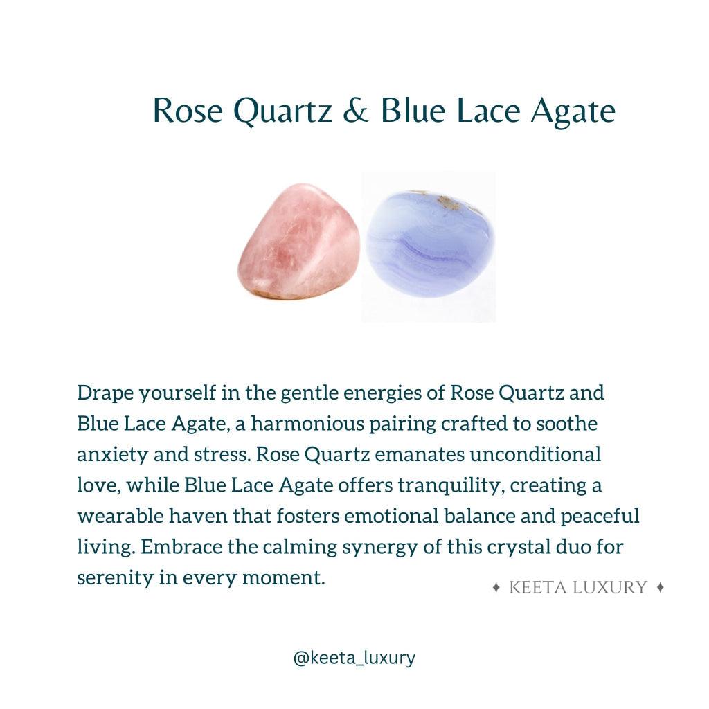 Blissful - Blue Lace Agate & Rose Quartz Bracelet -