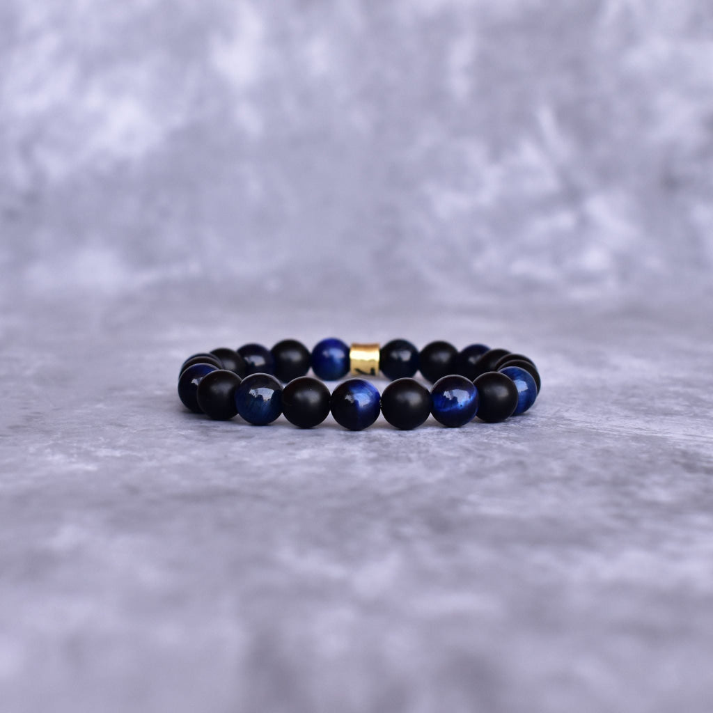 Blue Horizon - Tiger's Eye & Onyx Bead Bracelet -
