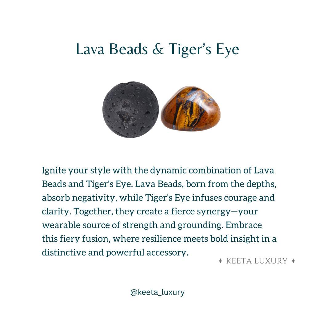 Blue Mountain - Lava And Blue Tiger Eye Bracelets -