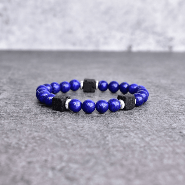 Blue Night - Lapis Lazuli And Lava Bead Bracelet Bracelets