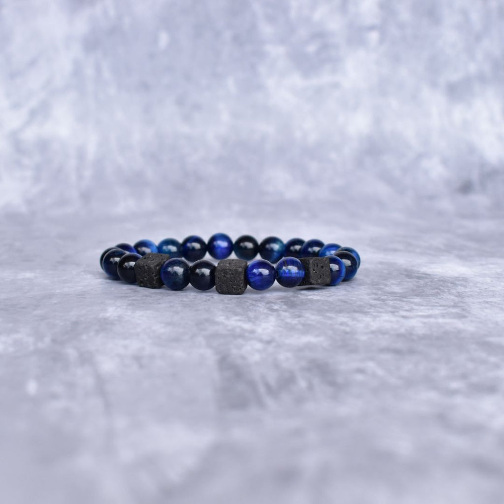 Blue Treasure - Tiger Eye And Lava Bracelet Bracelets