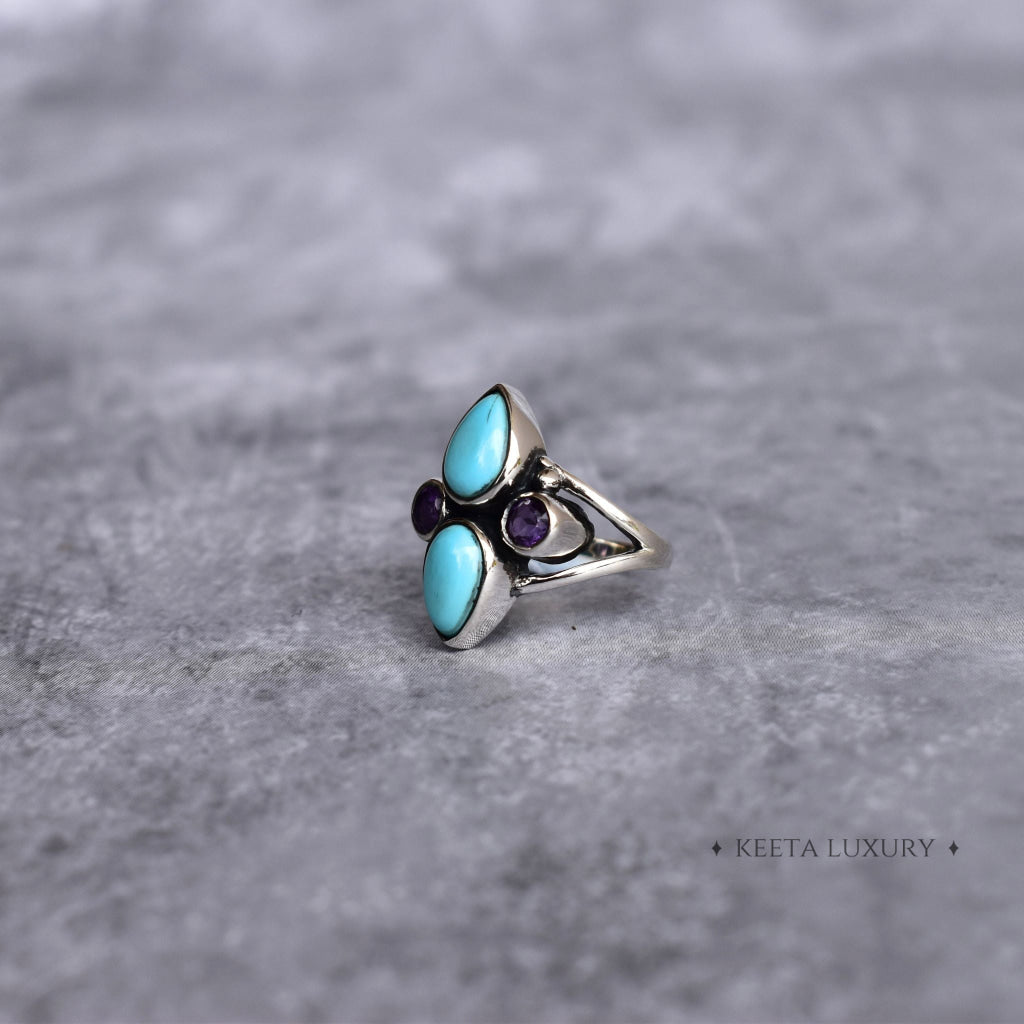 Boho Blend - Turquoise and Amethyst Ring -
