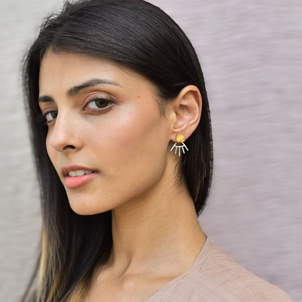 Boho Bloom - Citrine Studs Earrings