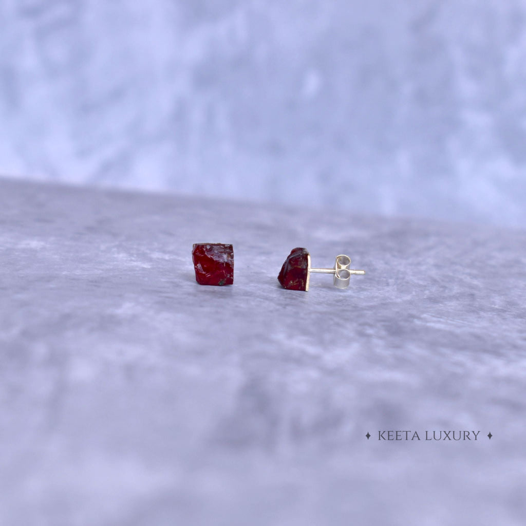 Boho Bloom - Garnet Stud Earrings