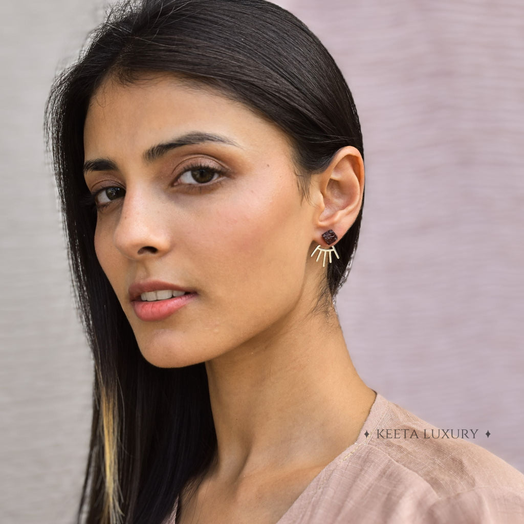 Boho Bloom - Garnet Stud Earrings