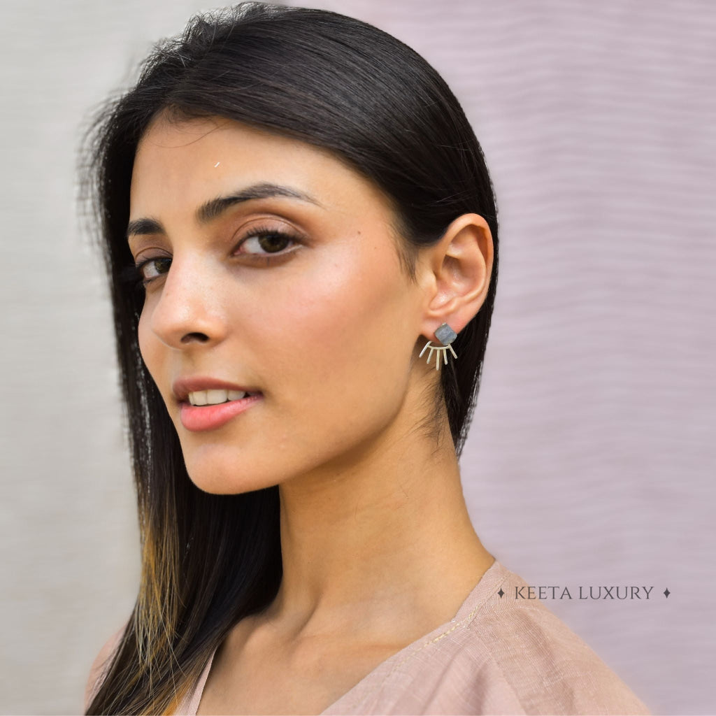 Boho Bloom - Labradorite Studs Both Earrings And Stylish Backing