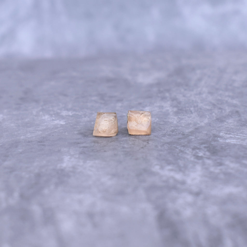 Boho Bloom - Raw Rose Quartz Earrings Only Studs