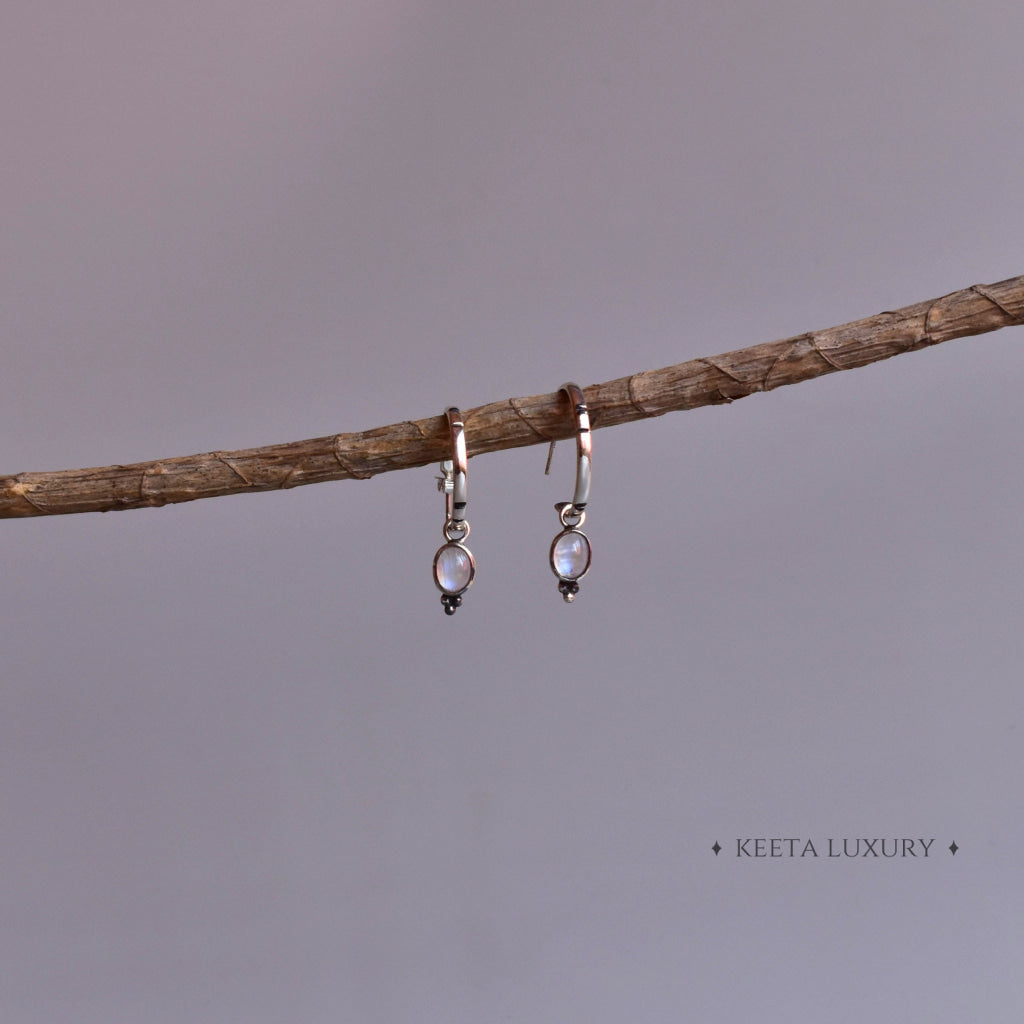 Boho Crescent - Moonstone Hoop Earrings Earrings