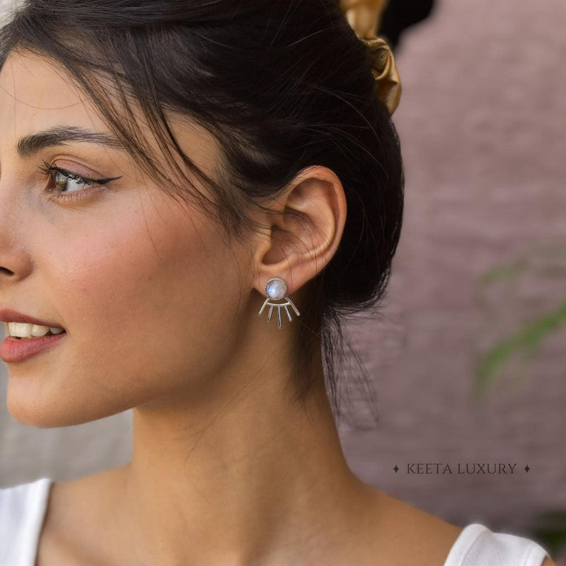 Boho Elegance - Moonstone Studs Earrings