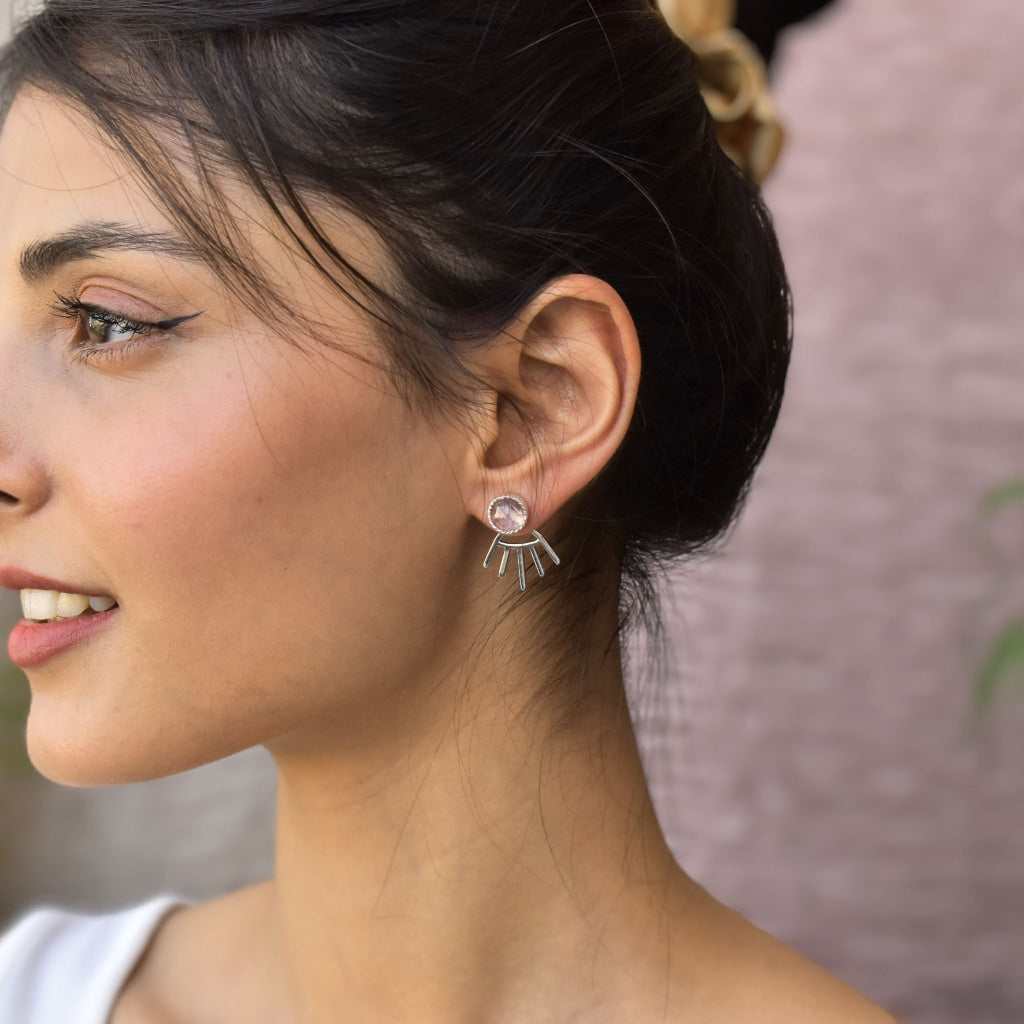 Boho Elegance - Rose Quartz Studs -