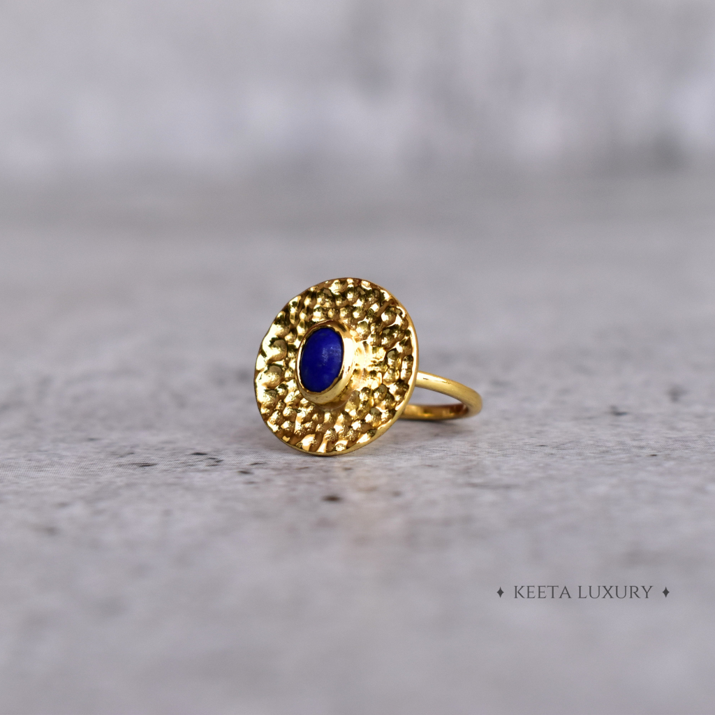 Captivating Hammered - Lapis Lazuli Ring -