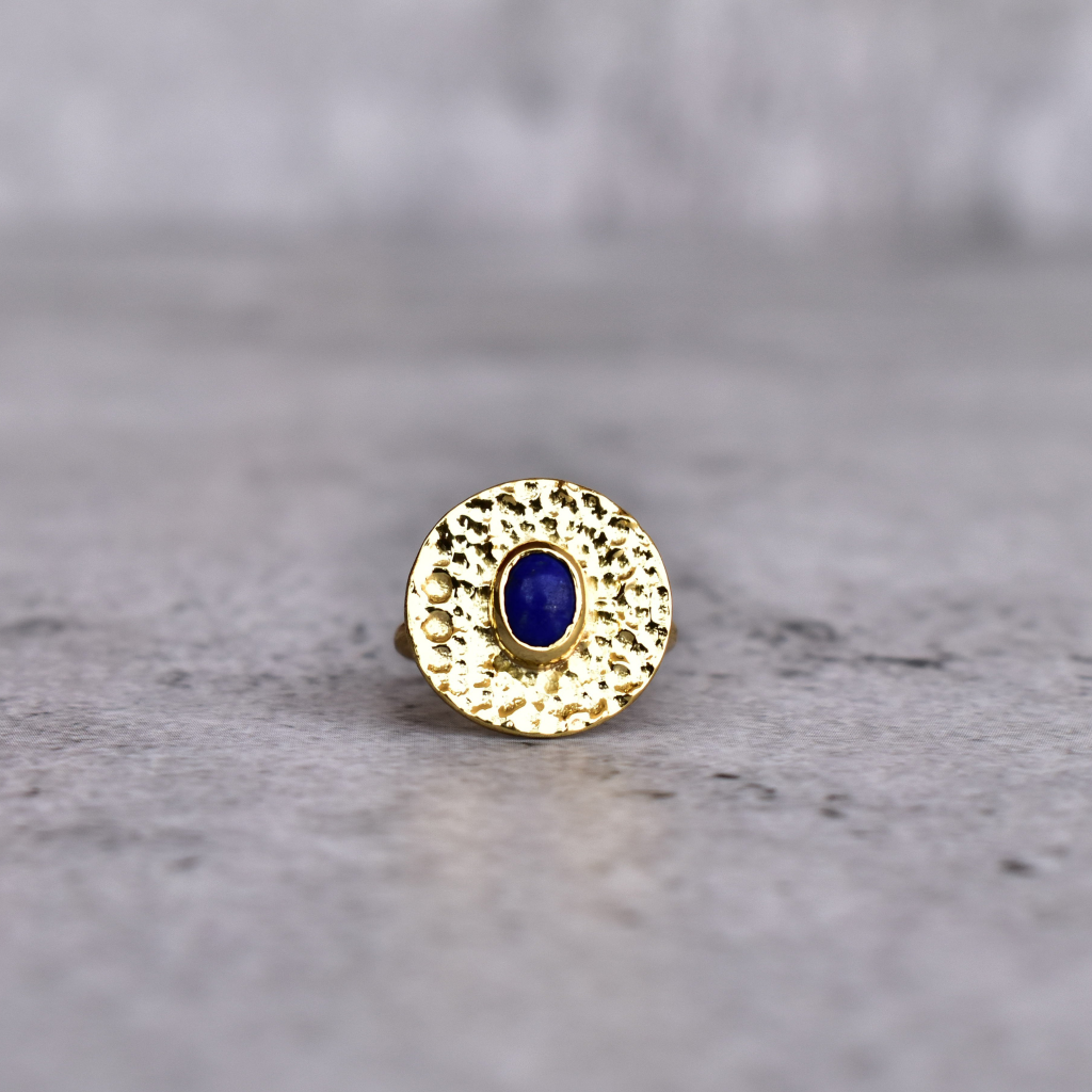 Captivating Hammered - Lapis Lazuli Ring -