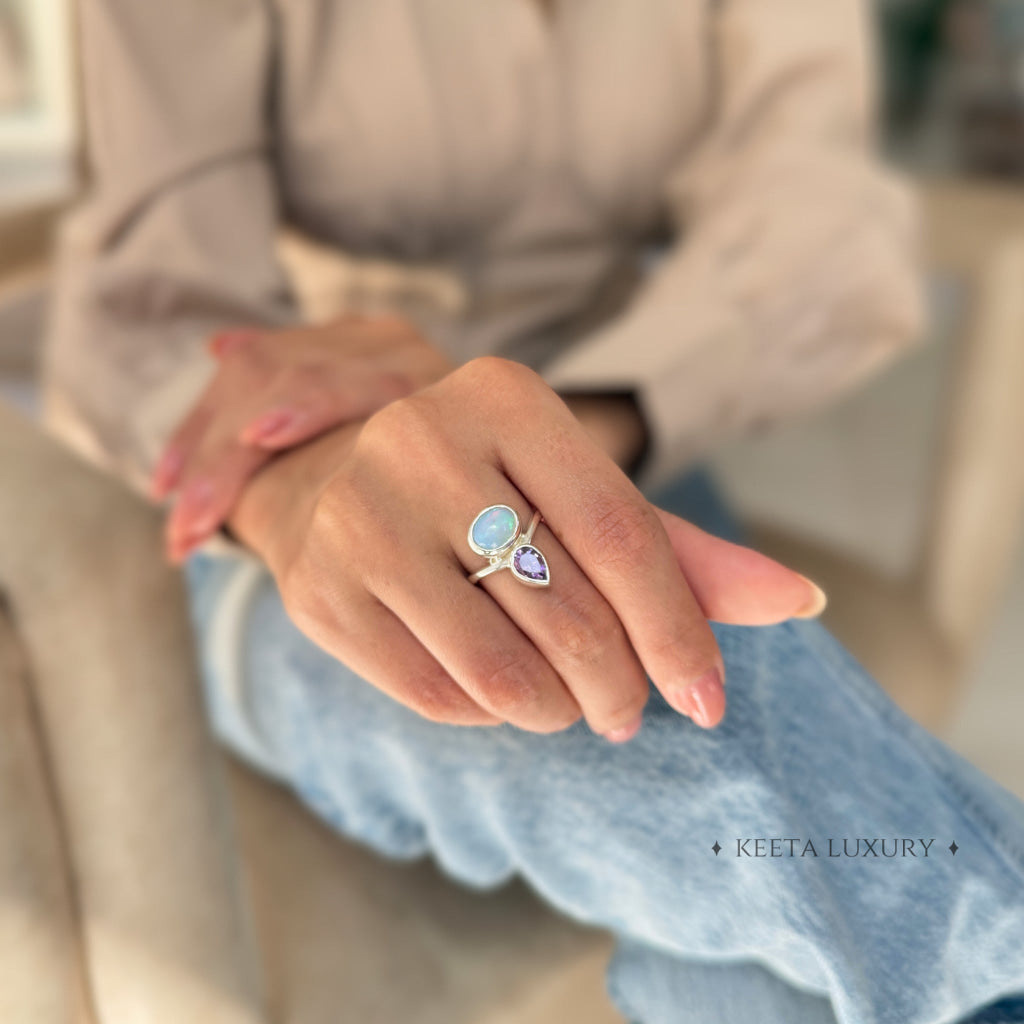 Celeste Crown - Opal & Amethyst Ring Rings