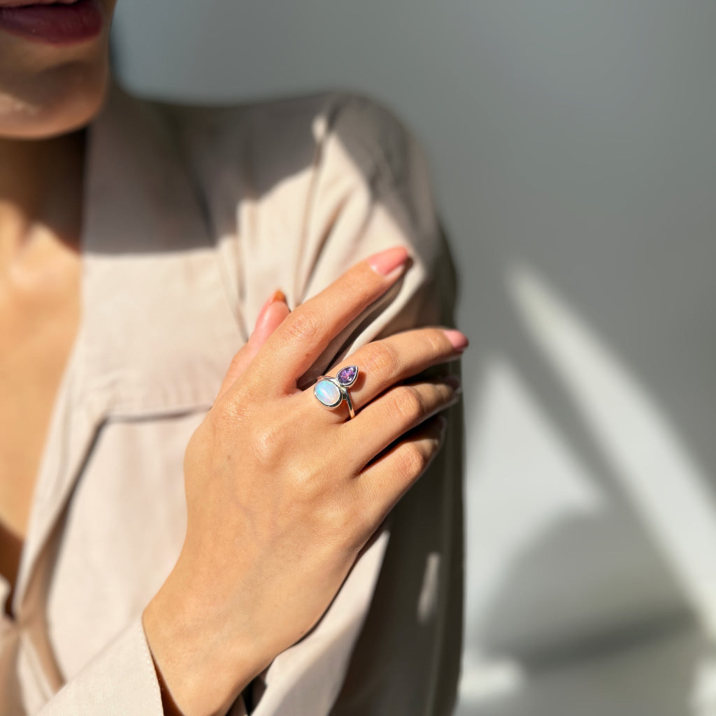 Celeste Crown - Opal & Amethyst Ring Rings
