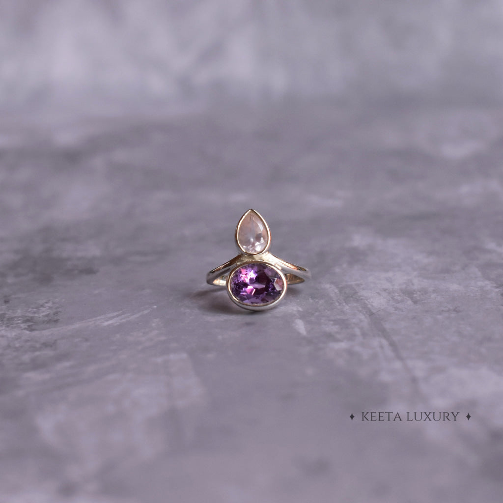 Celeste Crown - Rose Quartz & Amethyst Ring Rings