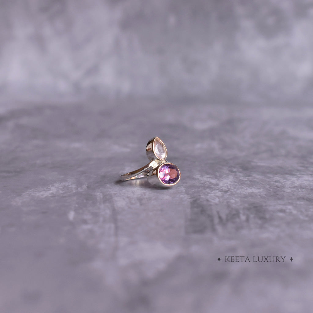 Celeste Crown - Rose Quartz & Amethyst Ring Rings