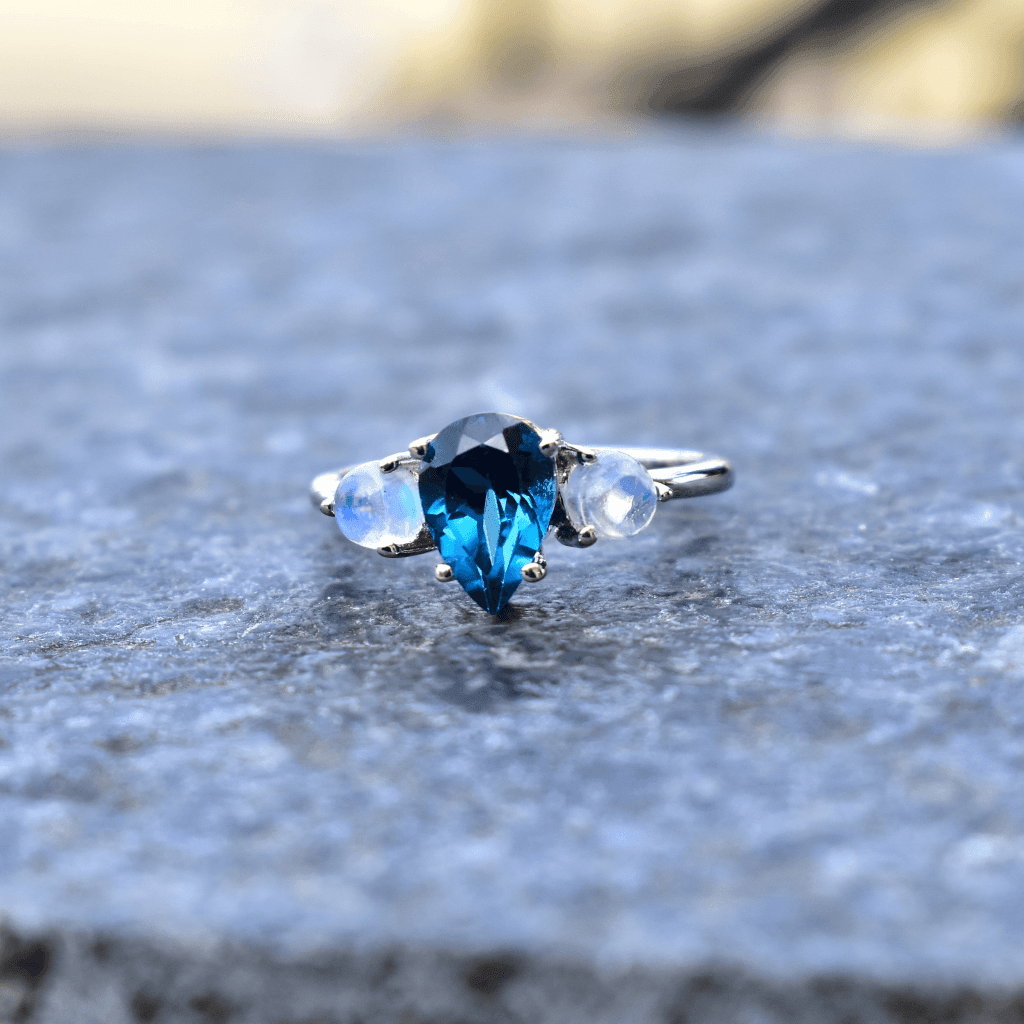 Celestial Blue - Moonstone & Blue Topaz Ring -