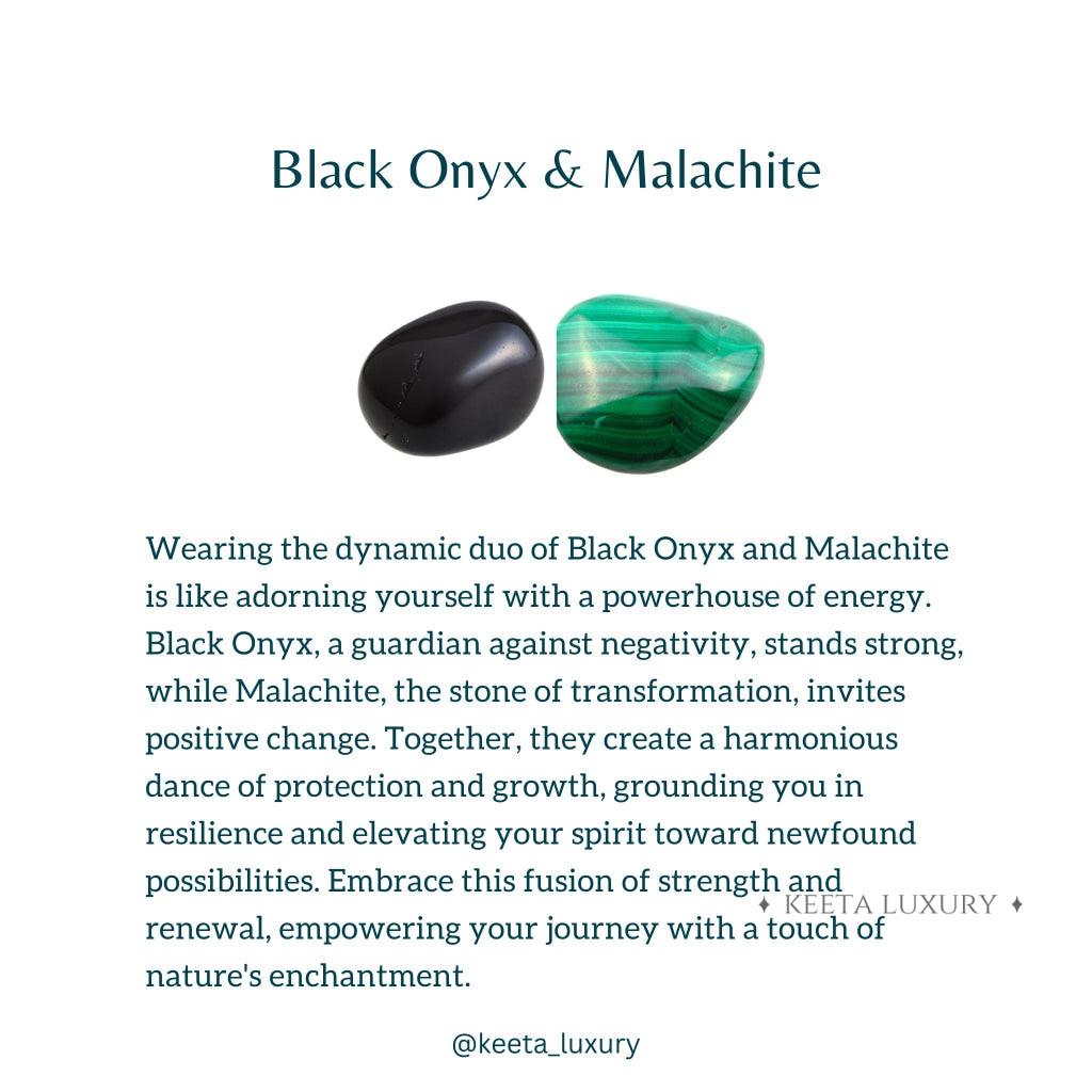 Celtic Protection - Malachite and Onyx Bead Bracelet -