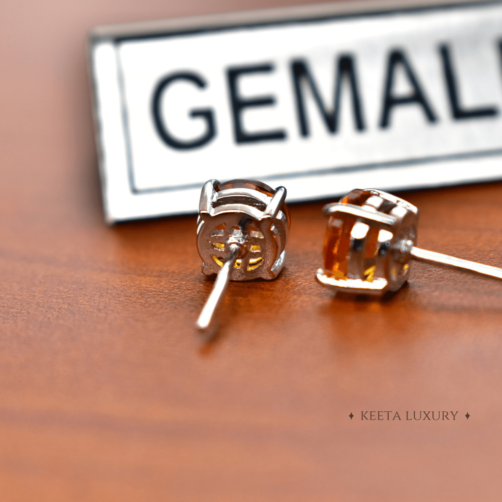Classic - Citrine Studs Earrings -