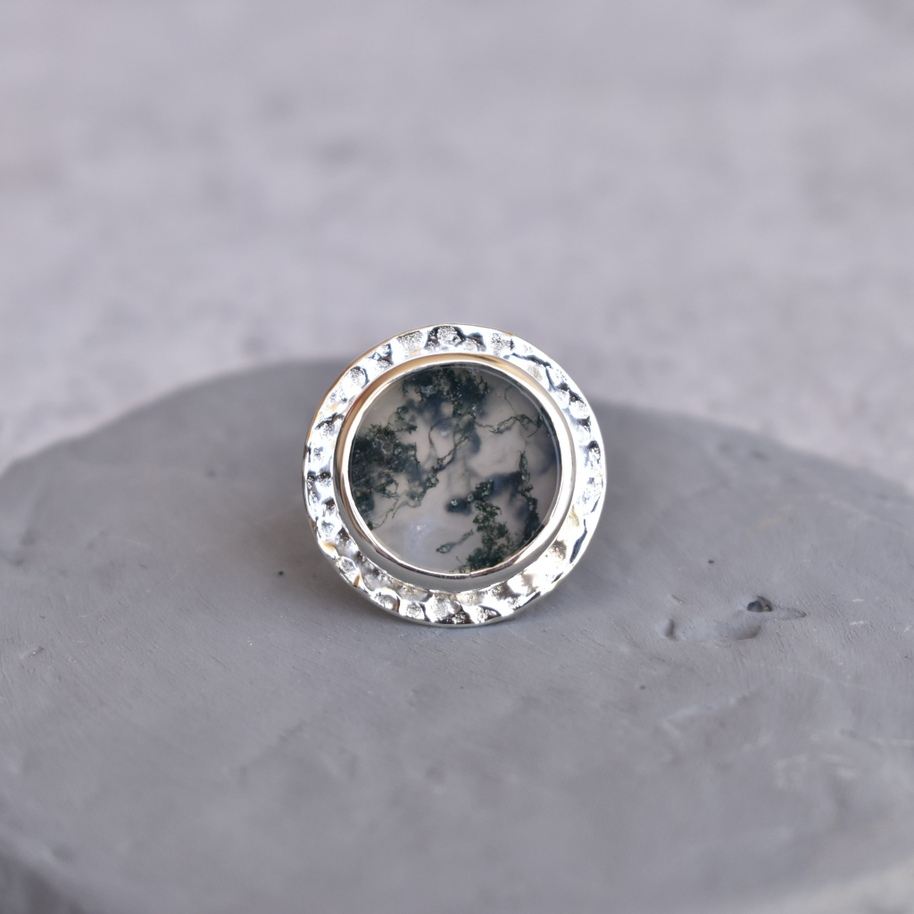 Coin Treasury - Moss Agate Ring -