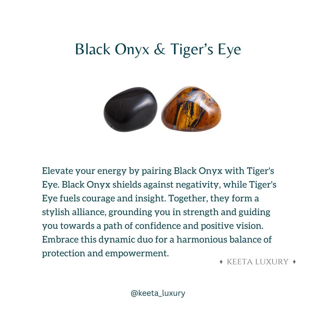 Courageous Spirit - Matte Black Onyx and Red Tiger Eye Bracelet -