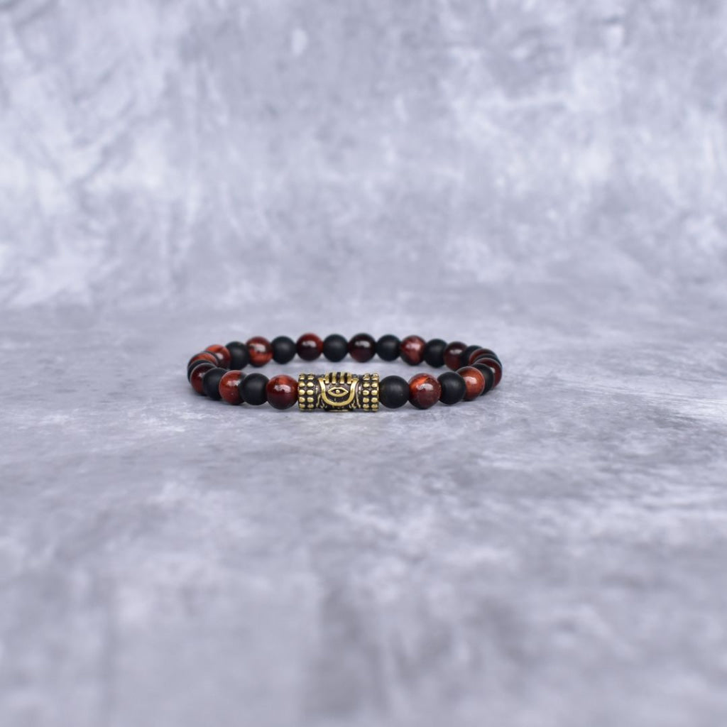 Courageous Spirit - Matte Black Onyx And Red Tiger Eye Bracelet Bracelets
