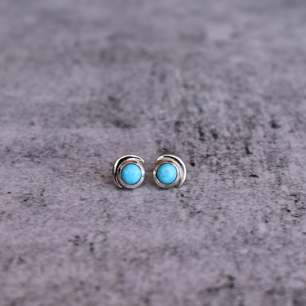 Crescent Glow - Turquoise Studs -
