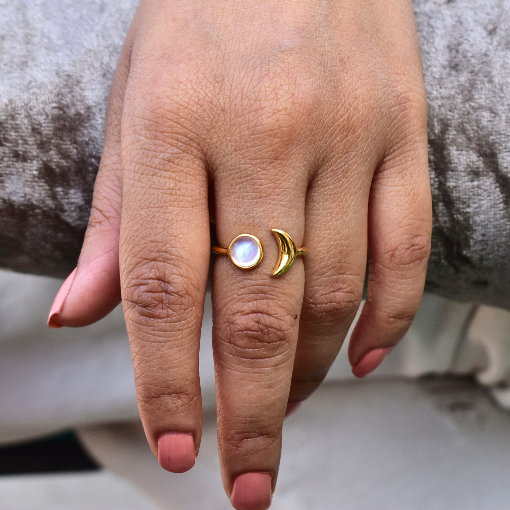 Crescent Moon- Moonstone Ring -