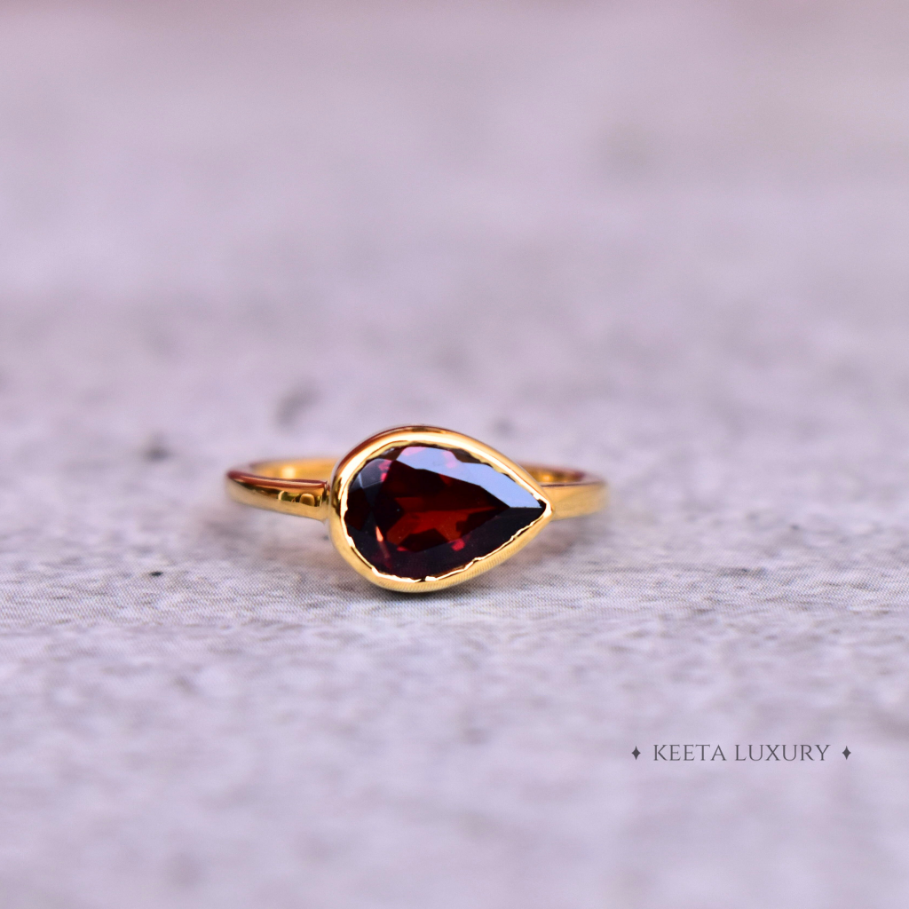 Crimson Pear - Garnet Ring -