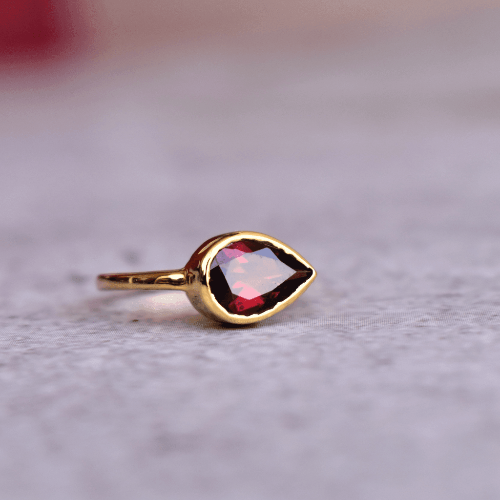 Crimson Pear - Garnet Ring -