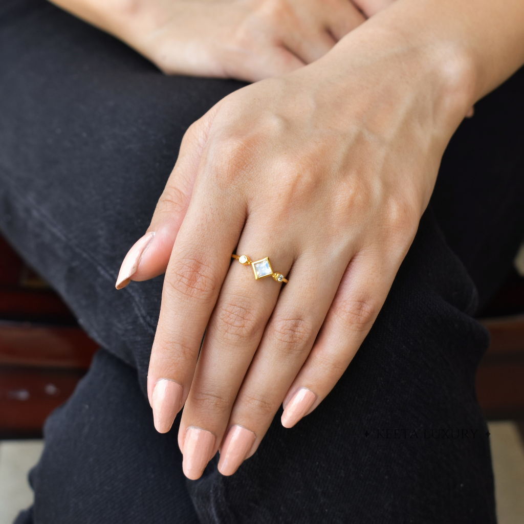 Crystal Crescent - Moonstone Ring -