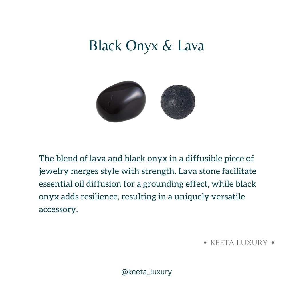Cubic Harmony - Onyx & Lava Bead Bracelet -