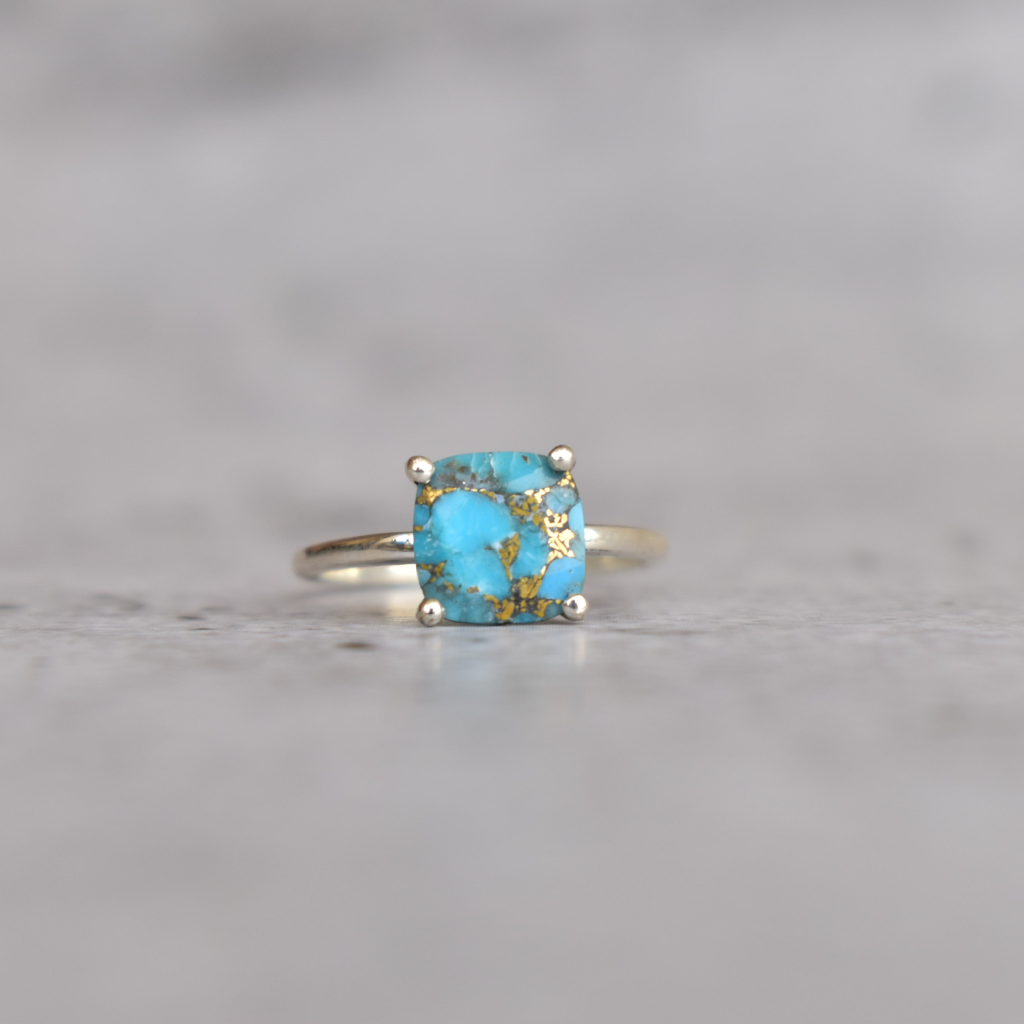 Cushion Beauty - Copper Turquoise Ring -