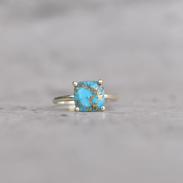 Cushion Beauty - Copper Turquoise Ring - KEETA LUXURY