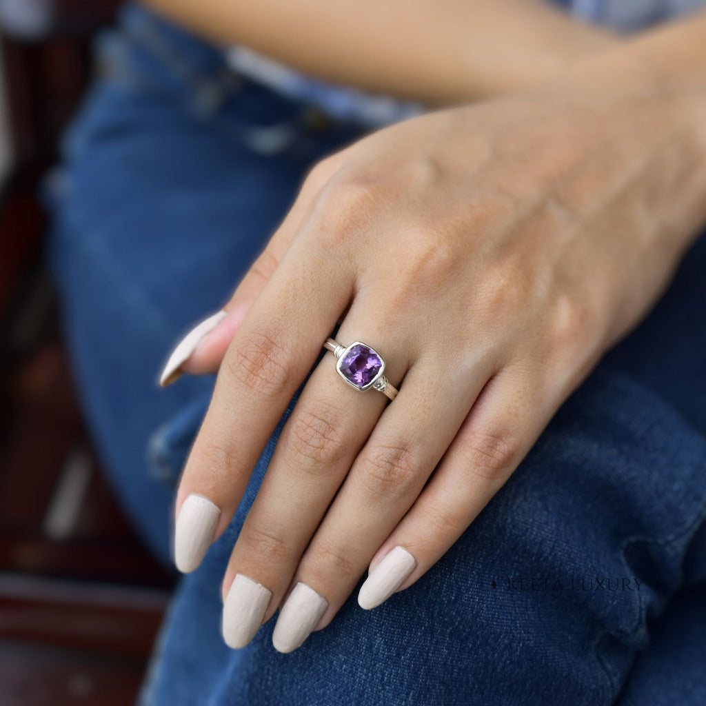 Cushion Charm - Amethyst Ring -