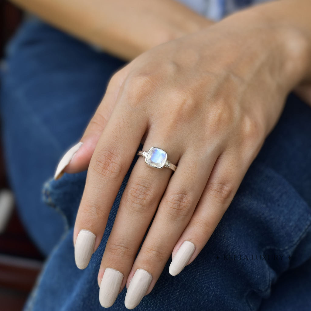 Cushion Charm - Moonstone Ring -