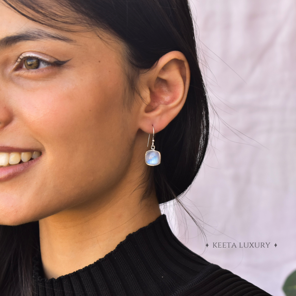 Cushion Conquer - Moonstone Earrings -