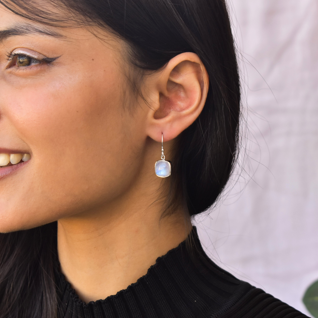 Cushion Conquer - Moonstone Earrings -