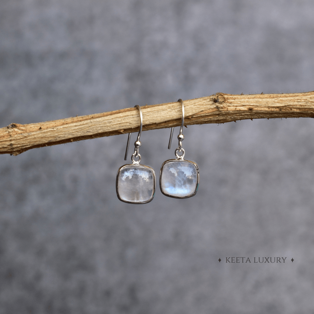 Cushion Conquer - Moonstone Earrings -
