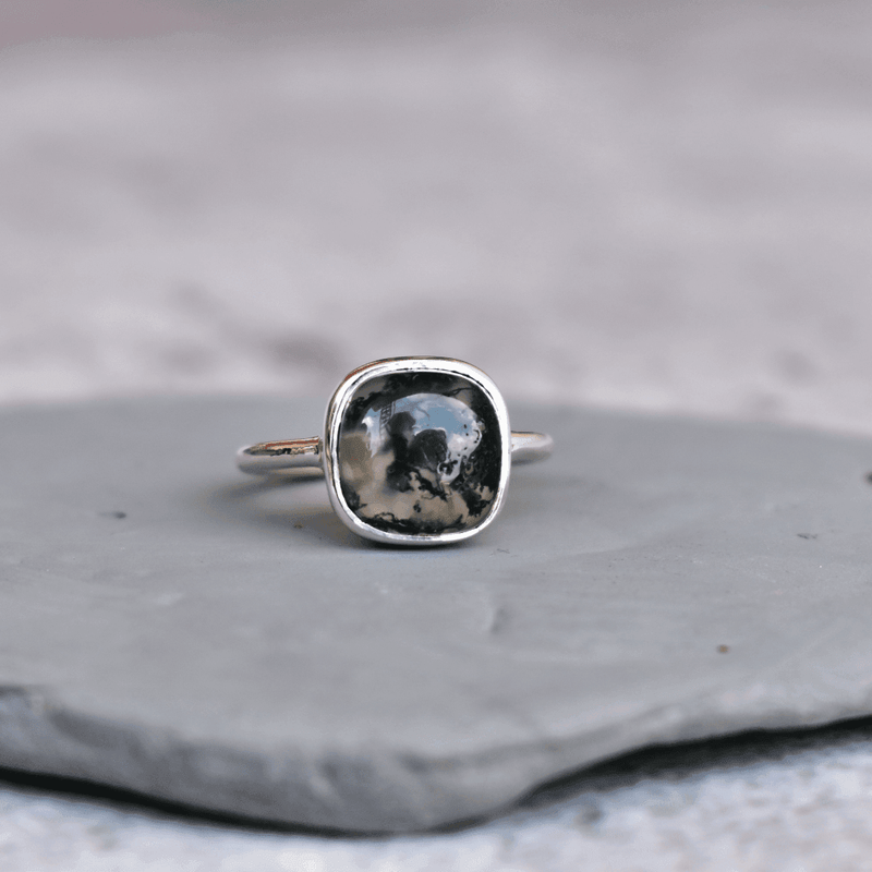 Cushion Conquer - Moss Agate Ring - KEETA LUXURY
