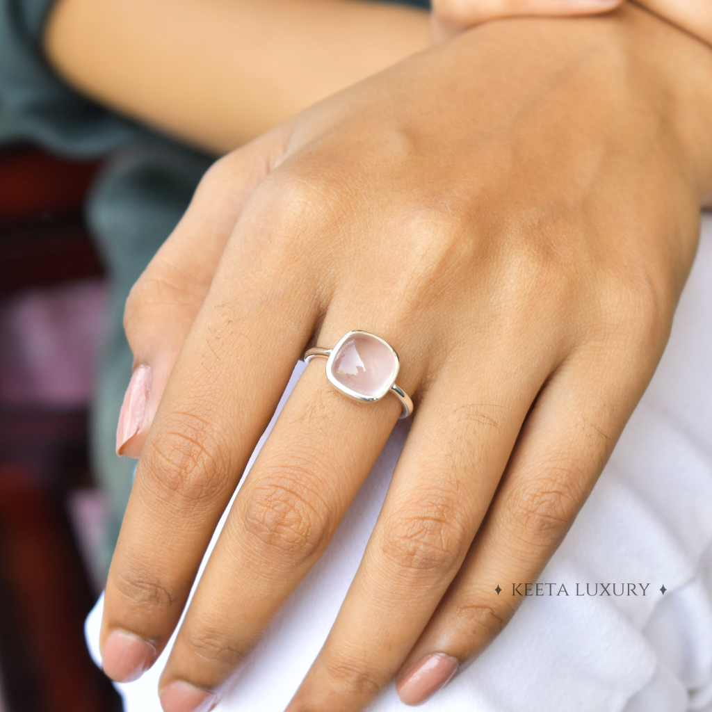 Cushion Conquer - Rose Quartz Ring -