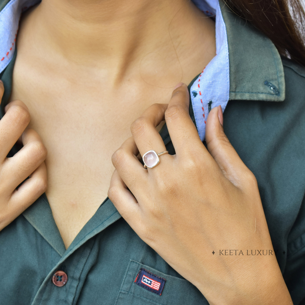 Cushion Conquer - Rose Quartz Ring -
